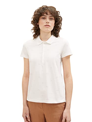 TOM TAILOR Damen 1037493 Polo Shirt mit Print, 32822-Offwhite Rose Flower Design, XL von TOM TAILOR