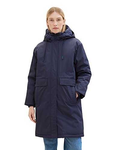 TOM TAILOR Damen 1037561 Regenmantel mit Steppung & Kapuze, 10668-sky Captain Blue, XL von TOM TAILOR