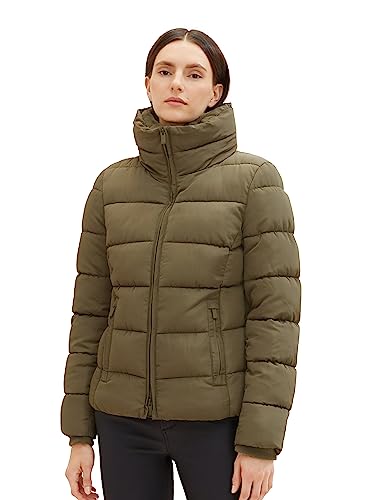 TOM TAILOR Damen 1037564 Steppjacke mit Stehkragen, 11848-jungle Soil Green, XXL von TOM TAILOR