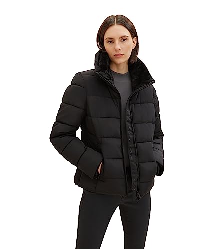 TOM TAILOR Damen 1037564 Steppjacke mit Stehkragen, 14482-deep Black, L von TOM TAILOR