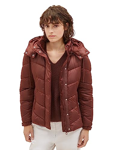 TOM TAILOR Damen 1037565 Steppjacke mit Abnehmbarer Kapuze, 30337-raisin, M von TOM TAILOR