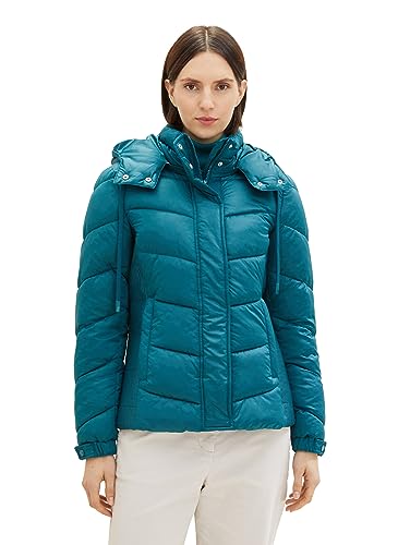 TOM TAILOR Damen 1037565 Steppjacke mit Abnehmbarer Kapuze, 32505-shaded Spruce, L von TOM TAILOR