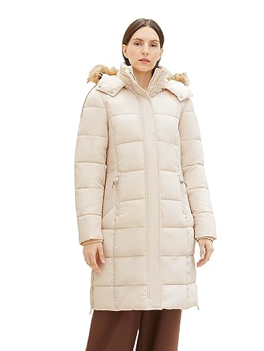 TOM TAILOR Damen Puffer Mantel mit Kapuze , smooth light sand, XXL von TOM TAILOR