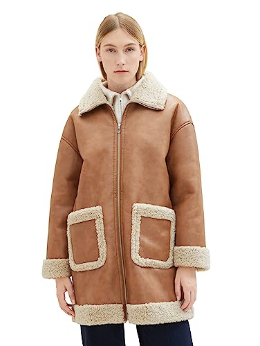 TOM TAILOR Damen 1037575 Sherling Mantel mit Wendefunktion, 32171-blush Mahogany, L von TOM TAILOR