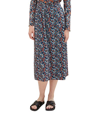 TOM TAILOR Damen 1037701 Plissee Rock mit Muster, 32370-navy small tie dye floral, 40 von TOM TAILOR