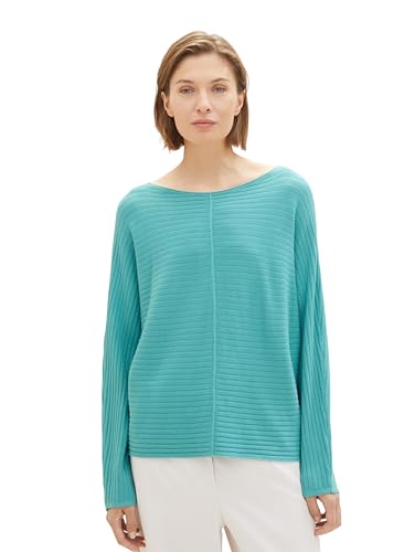 TOM TAILOR Damen 1037737 Pullover mit Rippstruktur, 10426-Summer Teal, M von TOM TAILOR