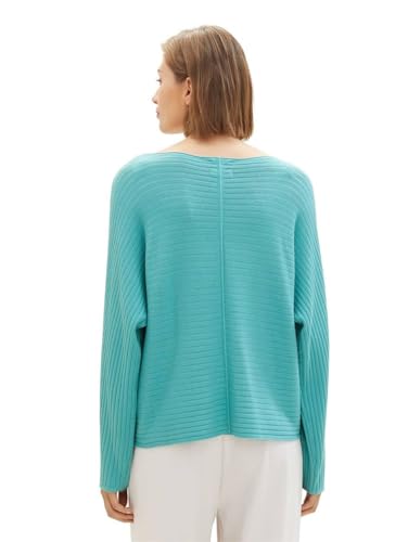 TOM TAILOR Damen 1037737 Pullover mit Rippstruktur, 10426-Summer Teal, S von TOM TAILOR