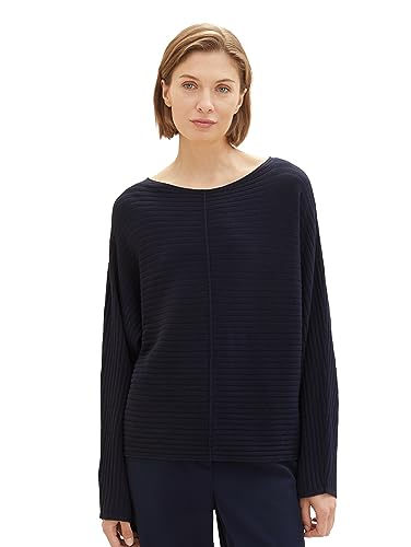 TOM TAILOR Damen 1037737 Pullover mit Rippstruktur, 10668-sky Captain Blue, M von TOM TAILOR