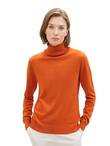 TOM TAILOR Damen 1037746 Basic Pullover mit Rollkragen, 19772-gold Flame orange, XXL von TOM TAILOR