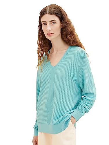 TOM TAILOR Damen 1037752 Basic-Strickpullover mit V-Ausschnitt, 10426-Summer Teal, XL von TOM TAILOR