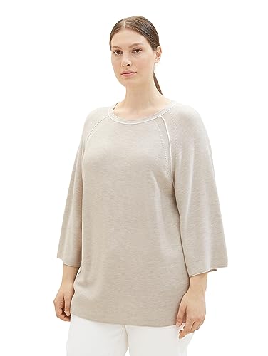 TOM TAILOR Damen 1037764 Pullover mit Struktur, 32398-clouds Grey Melange, M von TOM TAILOR