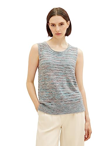 TOM TAILOR Damen 1037775 Pullunder Weste mit Rundhalsausschnitt, 33800-grey Mouline Structure, L von TOM TAILOR