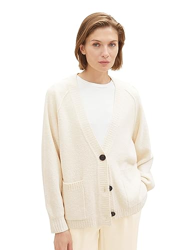 TOM TAILOR Damen 1037784 Cardigan mit Taschen, 10354-Soft Beige Solid, L von TOM TAILOR