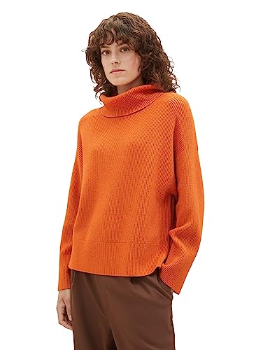 TOM TAILOR Damen 1037786 Pullover mit Rollkragen, 32403-gold Flame orange Melange, XXL von TOM TAILOR