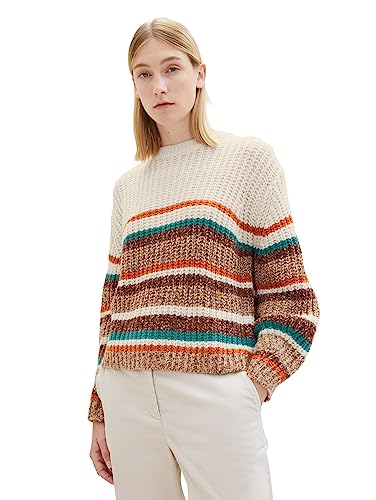 TOM TAILOR Damen 1037788 Pullover mit Streifen, 32444-blush Multicolor Stripe, XXL von TOM TAILOR