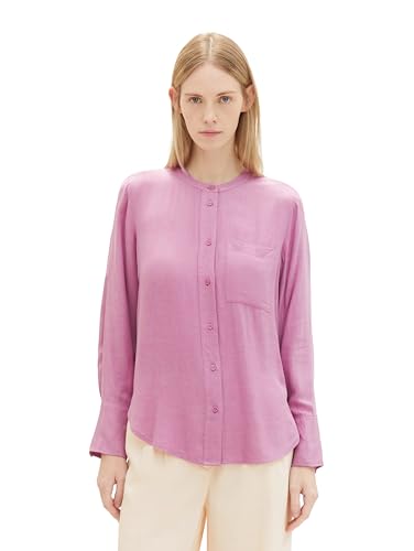 TOM TAILOR Damen 1037888 Basic Bluse mit Brusttasche, 33963-mauvy Plum Melange, 46 von TOM TAILOR