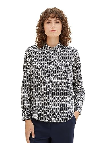 TOM TAILOR Damen 1037899 Bluse mit Muster & Turn-Up Ärmel, 33984-navy Geometrics Print, 38 TOM TAILOR Damen 1037899 Bluse mit Muster & Turn-Up Ärmel, 33984-navy Geometrics Print, 38 von TOM TAILOR