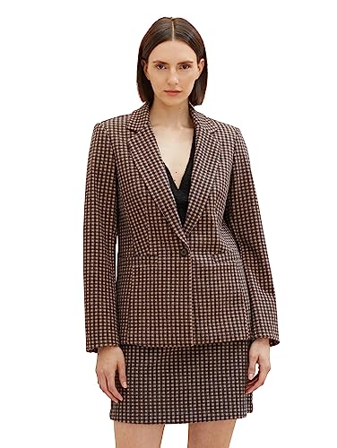 TOM TAILOR Damen 1037912 Blazer mit Karomuster, 32409-navy Blush Check ck, S von TOM TAILOR