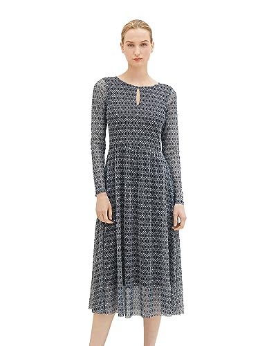 TOM TAILOR Damen 1037927 Mesh Kleid mit Muster, 33984-navy Geometrics Print, 40 von TOM TAILOR