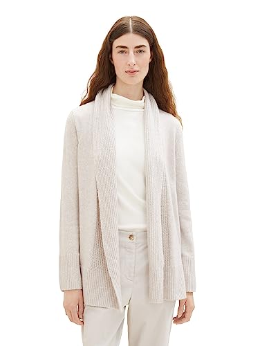 TOM TAILOR Damen 1038005 Cardigan Strickjacke mit Schalkragen, 32398-clouds Grey Melange, M von TOM TAILOR