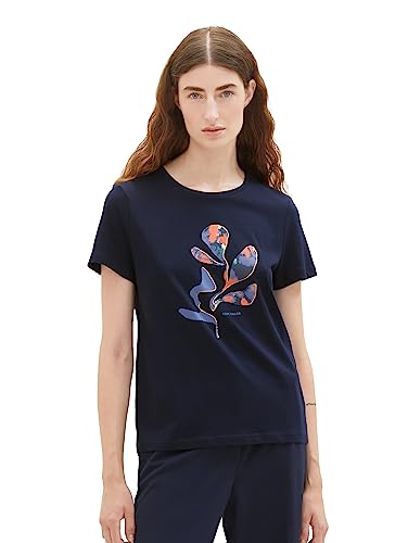 TOM TAILOR Damen 1038045 T-Shirt mit Print, 11758-midnight sail, M von TOM TAILOR