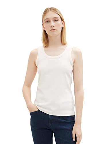 TOM TAILOR Damen 1038049 Basic Top mit Rippstruktur, 10315-Whisper White, XXXL von TOM TAILOR