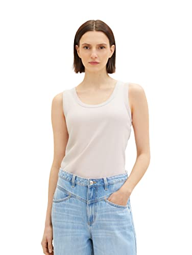 TOM TAILOR Damen 1038049 Basic Top mit Rippstruktur, 16339-clouds Grey, S TOM TAILOR Damen 1038049 Basic Top mit Rippstruktur, 16339-clouds Grey, S von TOM TAILOR