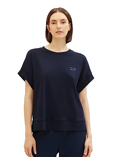 TOM TAILOR Damen 1038052 T-Shirt mit Schriftzug, 10668-sky Captain Blue, M TOM TAILOR Damen 1038052 T-Shirt mit Schriftzug, 10668-sky Captain Blue, M von TOM TAILOR