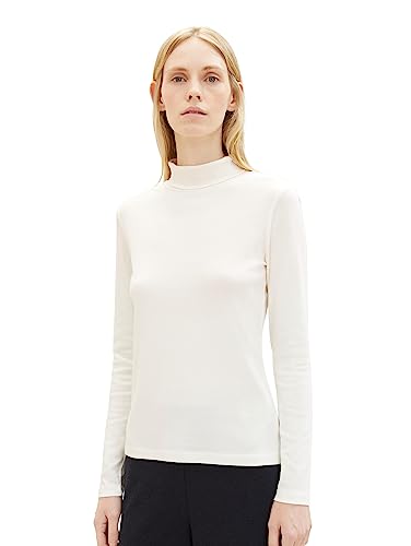 TOM TAILOR Damen 1038157 Basic Langarmshirt mit Rollkragen, 10315-Whisper White, M von TOM TAILOR