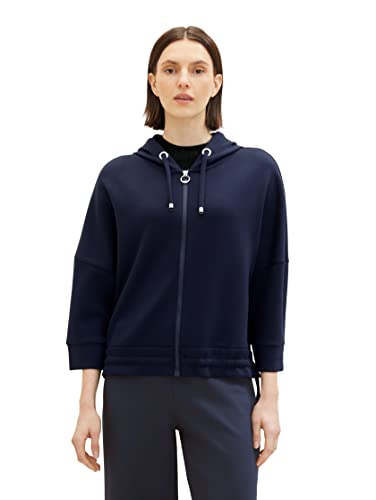 TOM TAILOR Damen 1038182 Sweatjacke mit Kapuze, 10668-sky Captain Blue, XXXL von TOM TAILOR