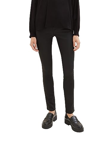 TOM TAILOR Damen 1038522 Alexa Skinny Jeans in Leder-Optik, 14482-deep Black, 25/32 von TOM TAILOR