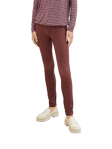 TOM TAILOR Damen 1038522 Alexa Skinny Jeans in Leder-Optik, 30337-raisin, 31/30 von TOM TAILOR