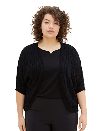 TOM TAILOR Damen 1038554 Plussize Bolero Strickjacke, 14482-Deep Black, 50 von TOM TAILOR