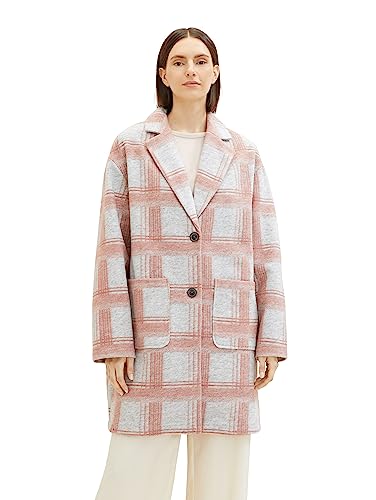 TOM TAILOR Damen 1038679 Mantel mit Karomuster, 33772-rose Grey Check, XL von TOM TAILOR