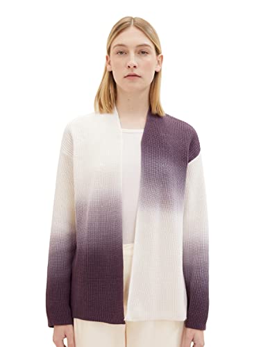 TOM TAILOR Damen 1038695 Cardigan mit Farbverlauf, 33799-grey Offwhite Sprayed Design, L von TOM TAILOR