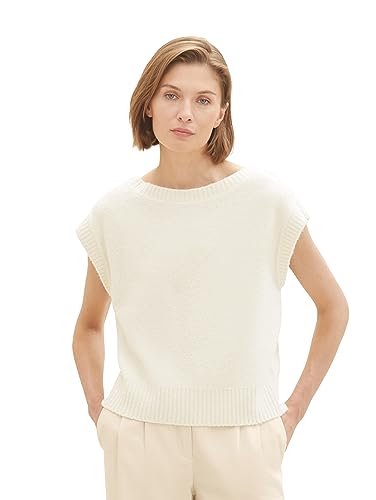 TOM TAILOR Damen 1038698 Basic Pullunder Weste, 10354-Soft Beige Solid, L von TOM TAILOR