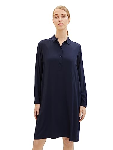 TOM TAILOR Damen 1038713 Kleid mit Knopfleiste & Kragen, 10668-sky Captain Blue, 42 von TOM TAILOR