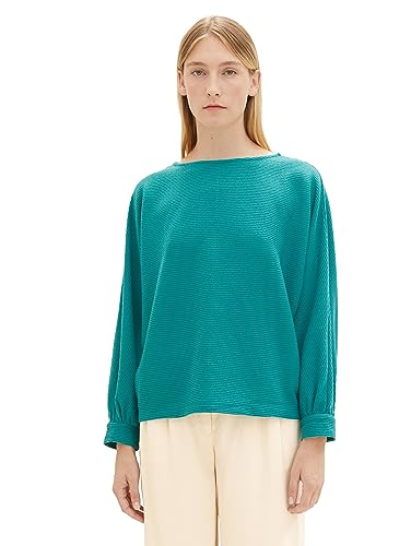 TOM TAILOR Damen 1038727 Langarmshirt mit Rippstruktur, 21178-ever Green, XXL von TOM TAILOR