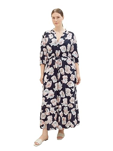 TOM TAILOR Damen 1038797 Maxikleid mit Muster & Bindedetail, 32413-tie dye Flower Design, 46 von TOM TAILOR
