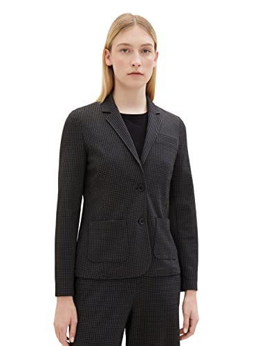 TOM TAILOR Damen 1038801 Blazer mit Karomuster, 33237-grey Black Tiny ck Check, 46 von TOM TAILOR