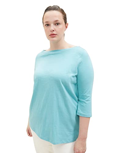 TOM TAILOR Damen 1038825 Basic T-Shirt mit 3/4-Arm, 10426-Summer Teal, 46 von TOM TAILOR