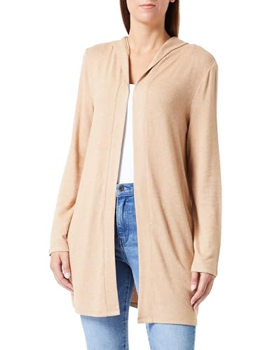 TOM TAILOR Damen 1038836 Longstyle T-Shirt Cardigan mit Kapuze, 32399-blush Mahogany Melange, 52 von TOM TAILOR