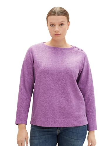 TOM TAILOR Damen 1038842 Sweatshirt mit Gerippter Struktur, 33963-mauvy Plum Melange, 50 von TOM TAILOR