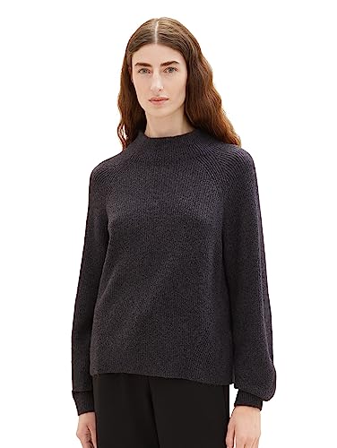 TOM TAILOR Damen 1038880 Pullover mit Stehkragen, 30281-evident Anthracite Melange, XL von TOM TAILOR