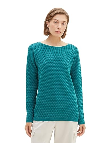 TOM TAILOR Damen 1038884 Pullover mit Struktur, 21178-ever Green, L von TOM TAILOR