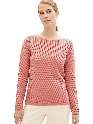 TOM TAILOR Damen 1038884 Pullover mit Struktur, 32224-fading Rose, L von TOM TAILOR