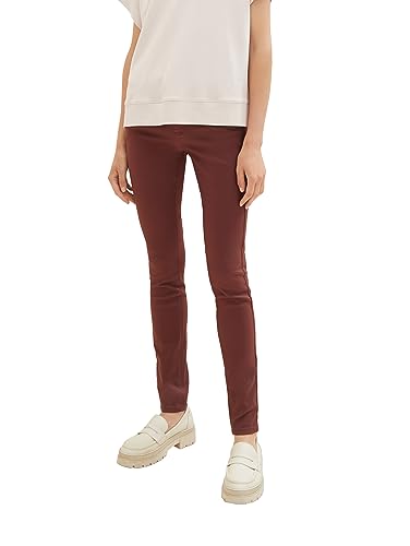 TOM TAILOR Damen Alexa Skinny Jeans in PU Leder-Optik, 30337 - Raisin, 30/32 von TOM TAILOR