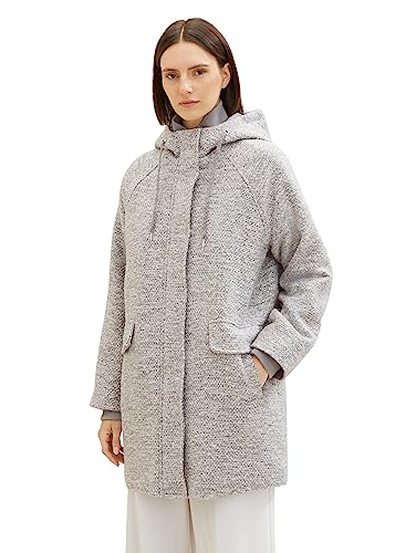 TOM TAILOR Damen 1039061 Mantel mit Kapuze, 30285-grey Structure, XXL von TOM TAILOR