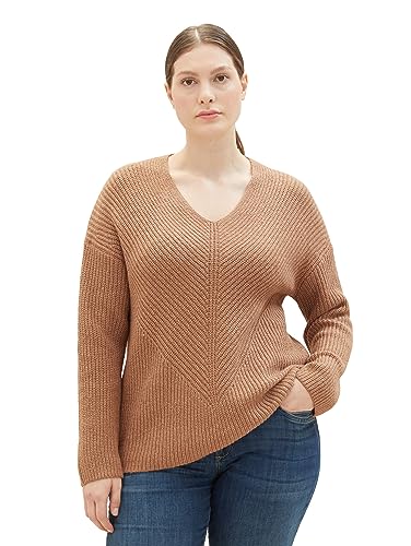 TOM TAILOR Damen 1039242 Basic Pullover mit V-Ausschnitt, 32399-blush Mahogany Melange, XXL TOM TAILOR Damen 1039242 Basic Pullover mit V-Ausschnitt, 32399-blush Mahogany Melange, XXL von TOM TAILOR