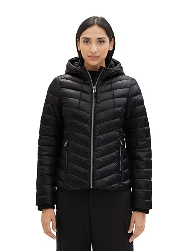 TOM TAILOR Damen Lightweight Steppjacke mit Kapuze, 14482 - Deep Black, XXXL von TOM TAILOR